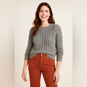 🤍 MARRAKECH Gray Cable Knit Cotton Sweater‎ 🤍 Women’s Small Cozy Classic